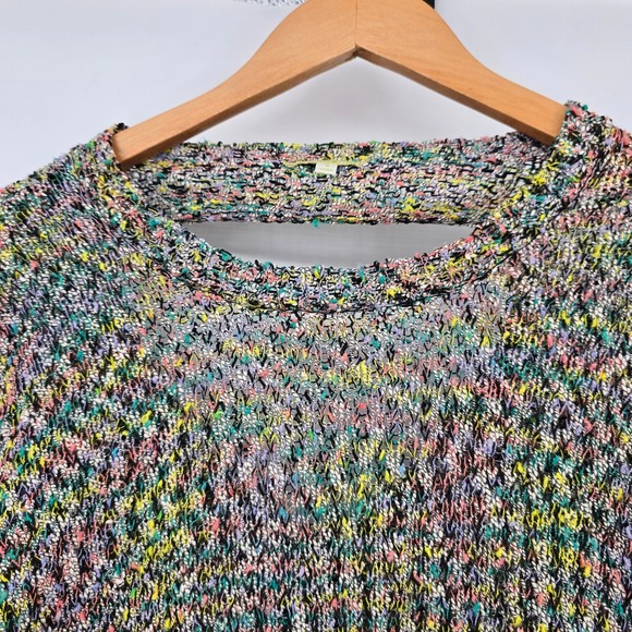Gianni Bini Multicolor Knit Sweater V-Neck Cutout Back Long Sleeve Women's Small - Picture 3 of 12